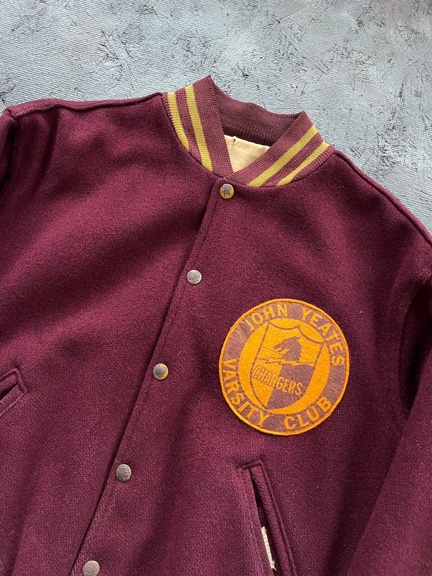 Vintage 1970s Burgundy Varsity Jacket - L