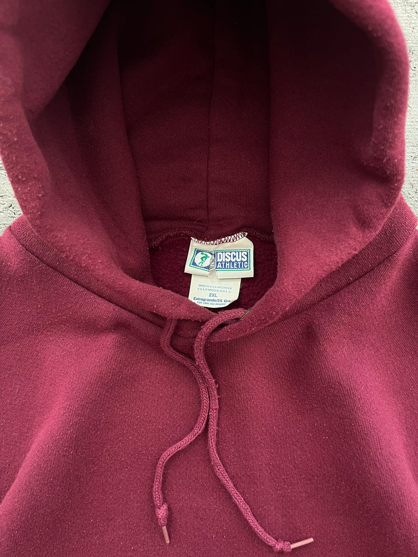 Vintage 1990s Blank Burgundy Hoodie - XL