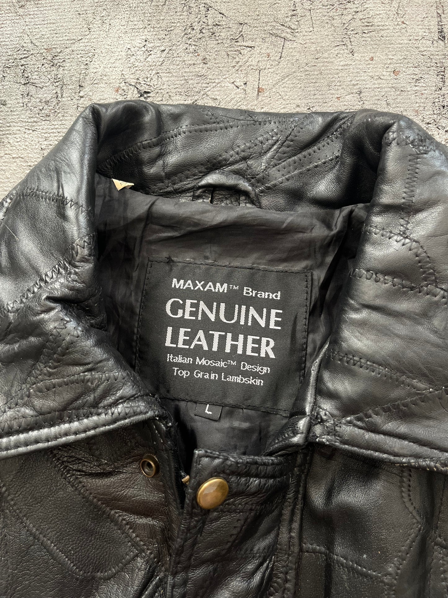 Vintage 1990s Black Leather Jacket - XL