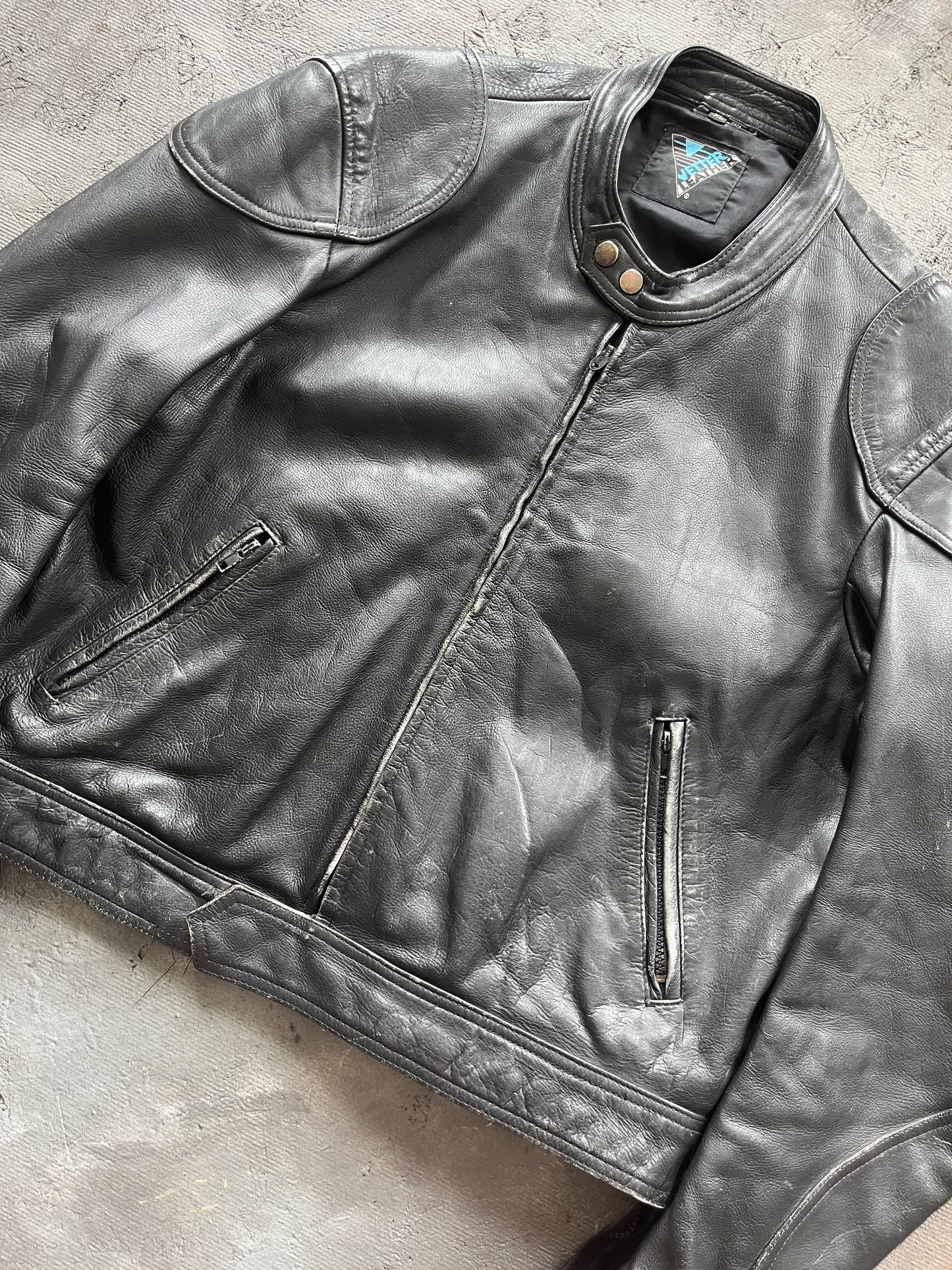 Vintage 1980s Leather Biker Jacket - L