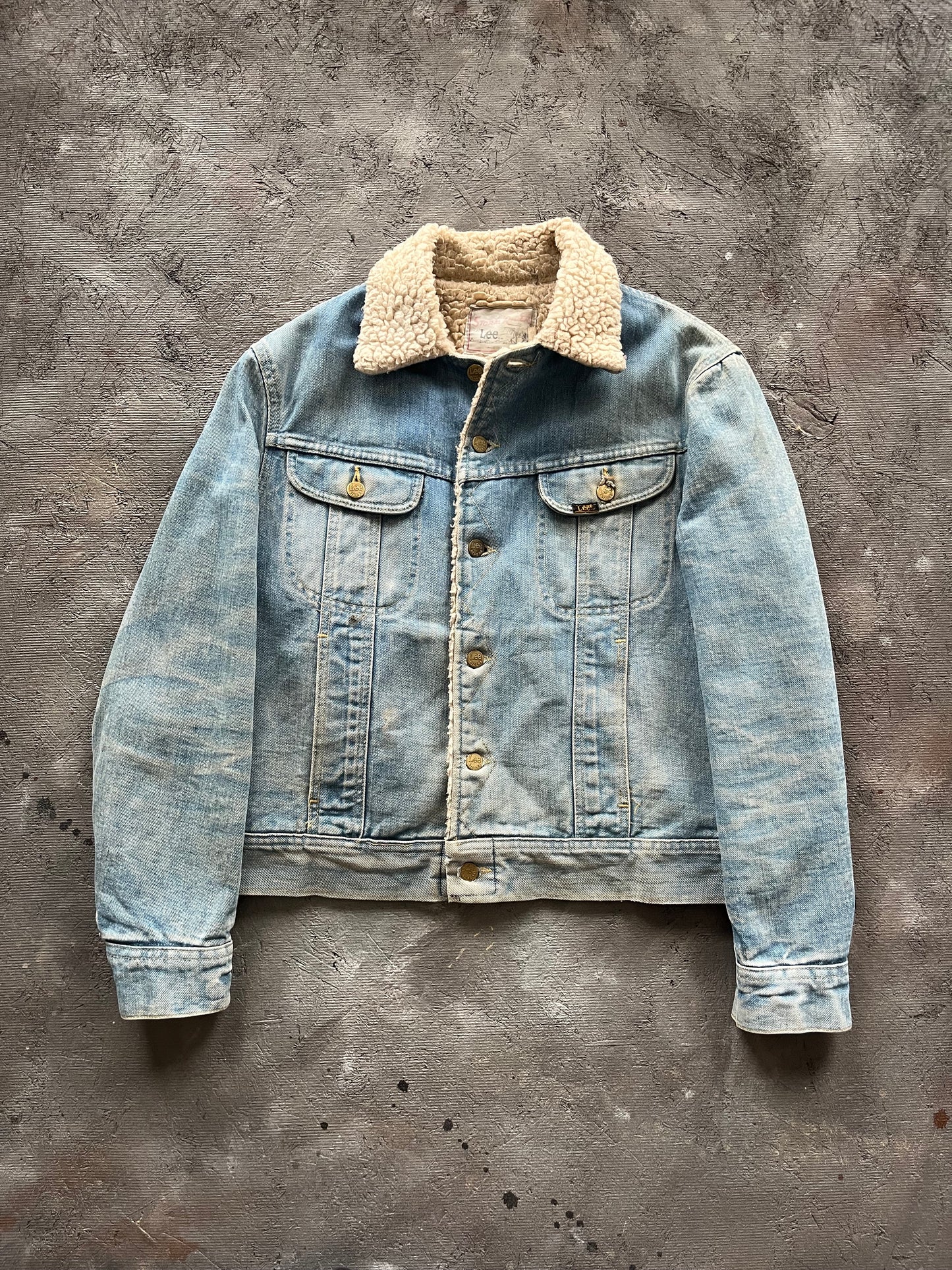 Vintage 1980s Lee Storm Rider Sherpa Lined Denim Jacket - M/L
