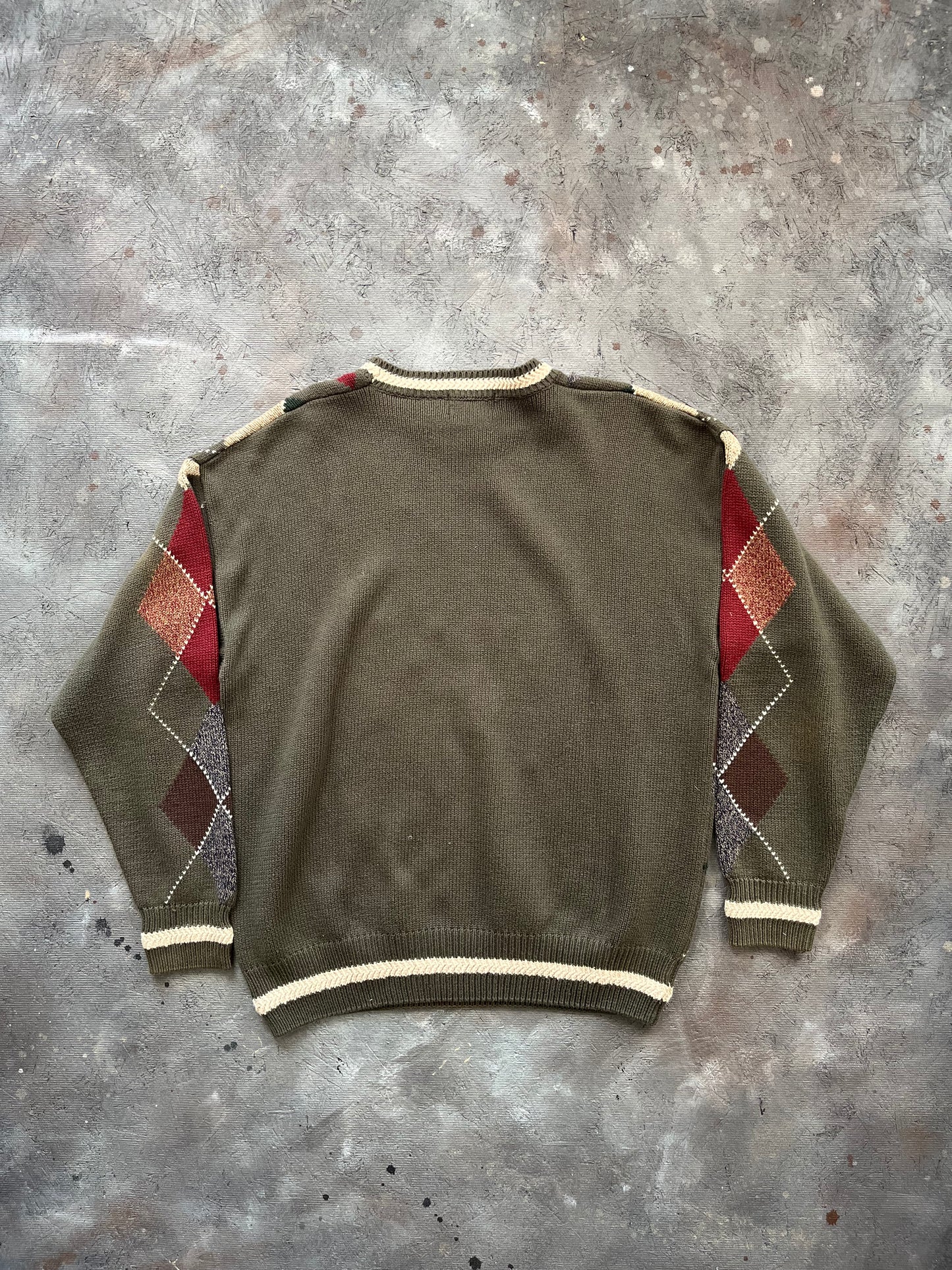 Vintage 1990s Argyle Sweater - L