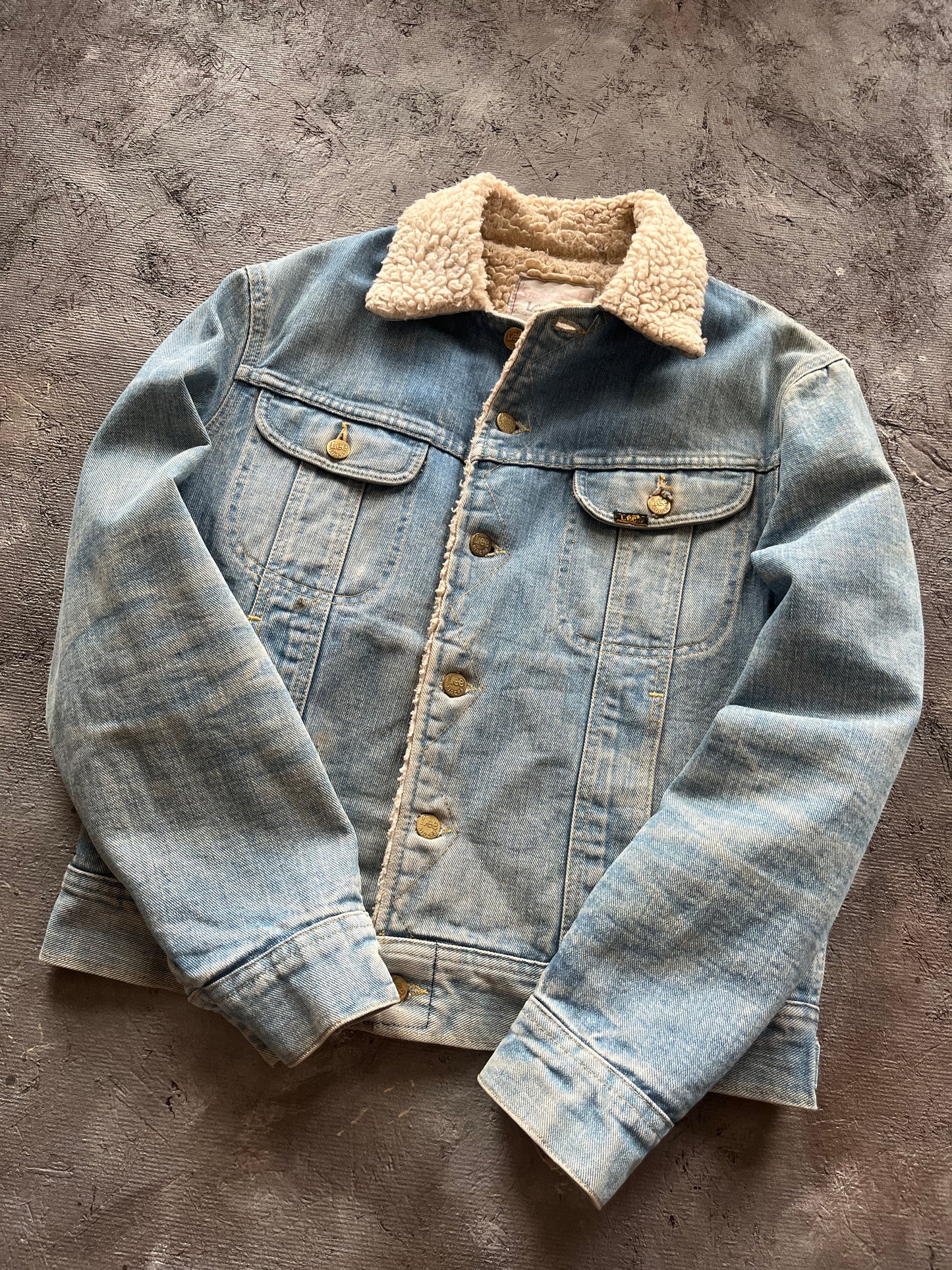 Vintage 1980s Lee Storm Rider Sherpa Lined Denim Jacket - M/L