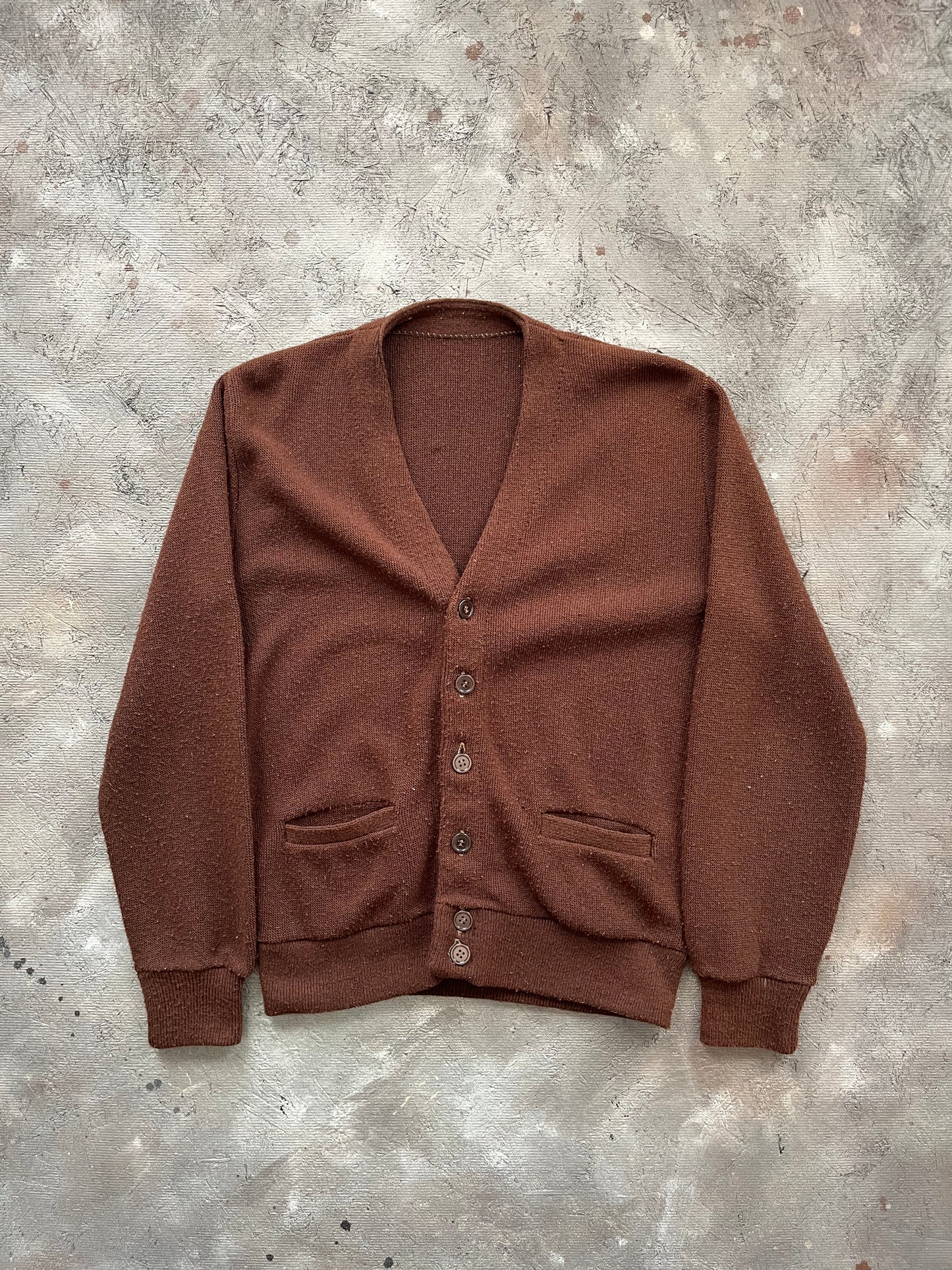 Vintage 1970s Brown Cardigan - L