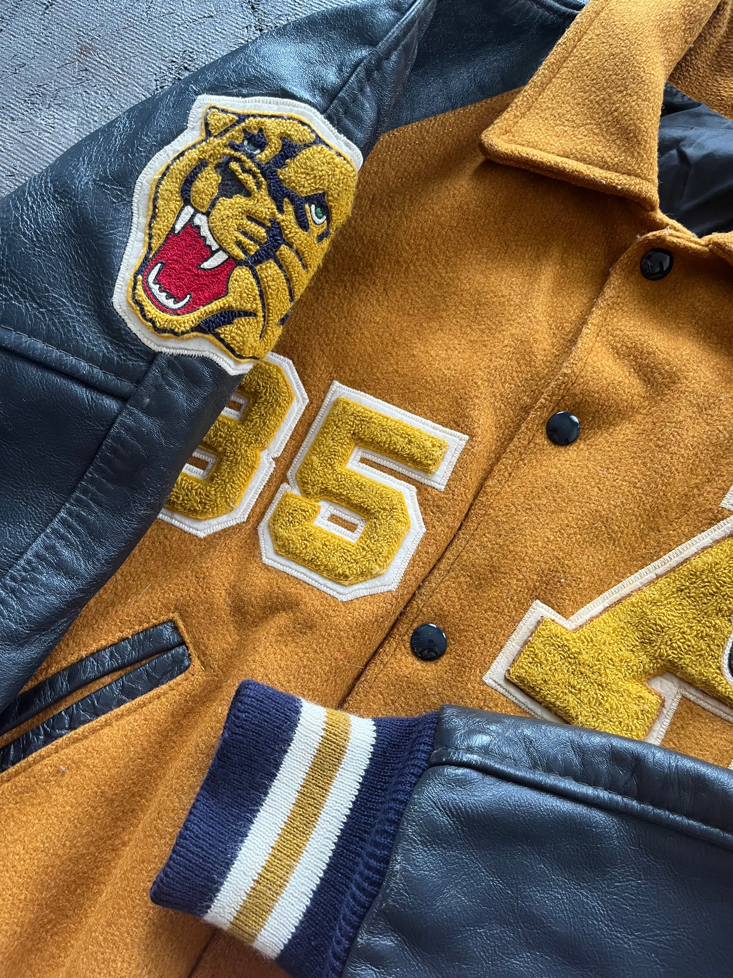 Vintage 1980s Yellow Varsity Jacket - L