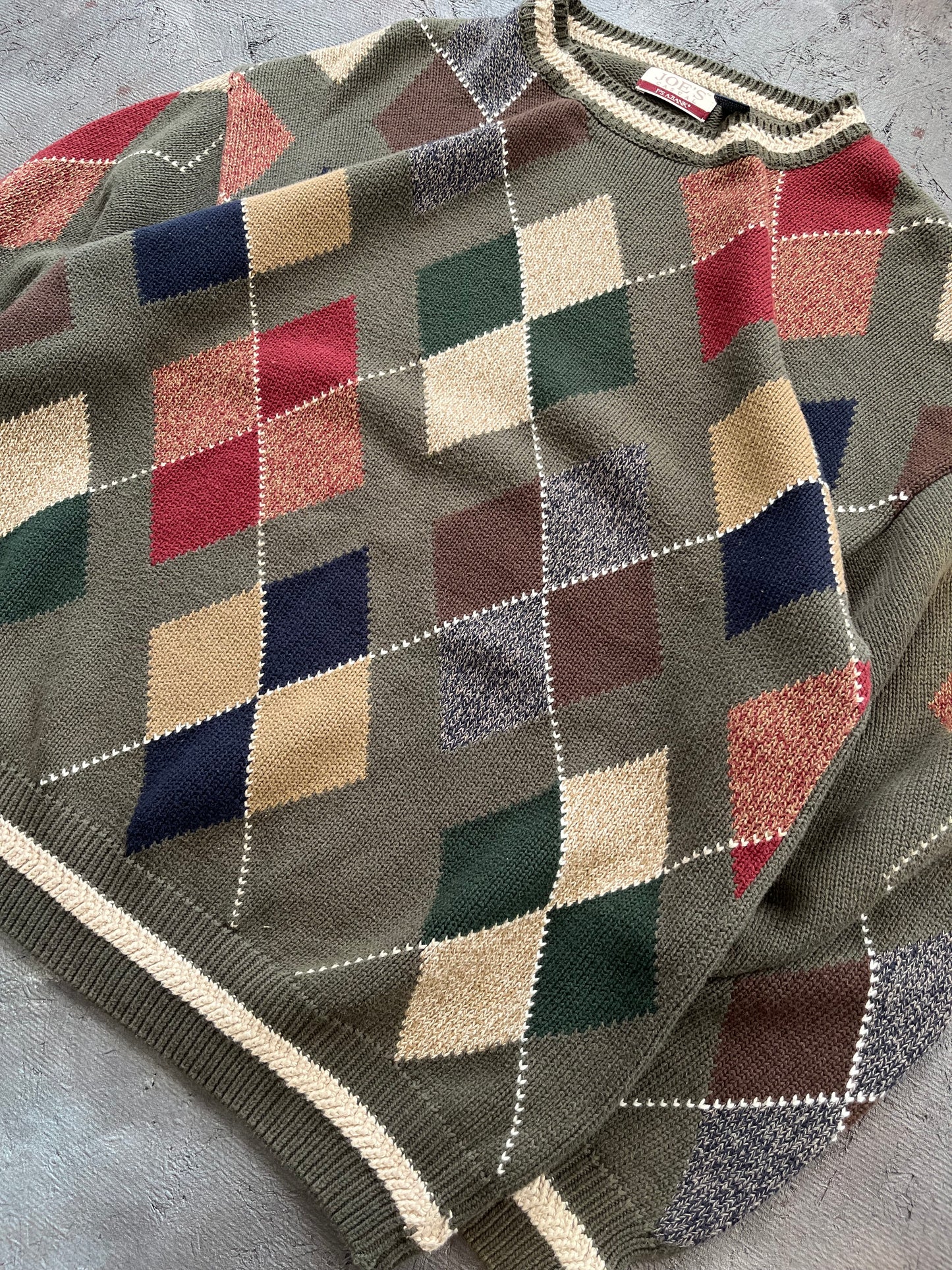 Vintage 1990s Argyle Sweater - L