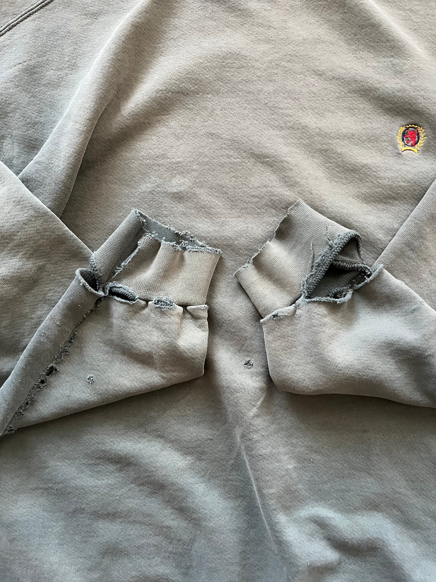 Vintage 1990s Faded and Thrashed Green Tommy Hilfiger Crewneck - XL