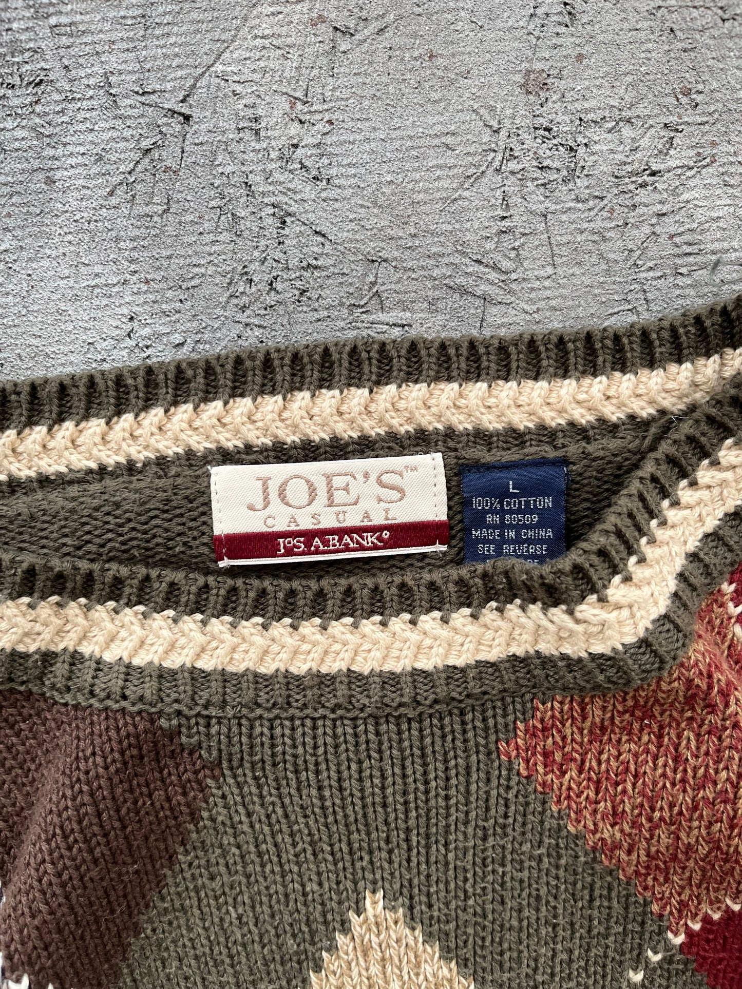 Vintage 1990s Argyle Sweater - L