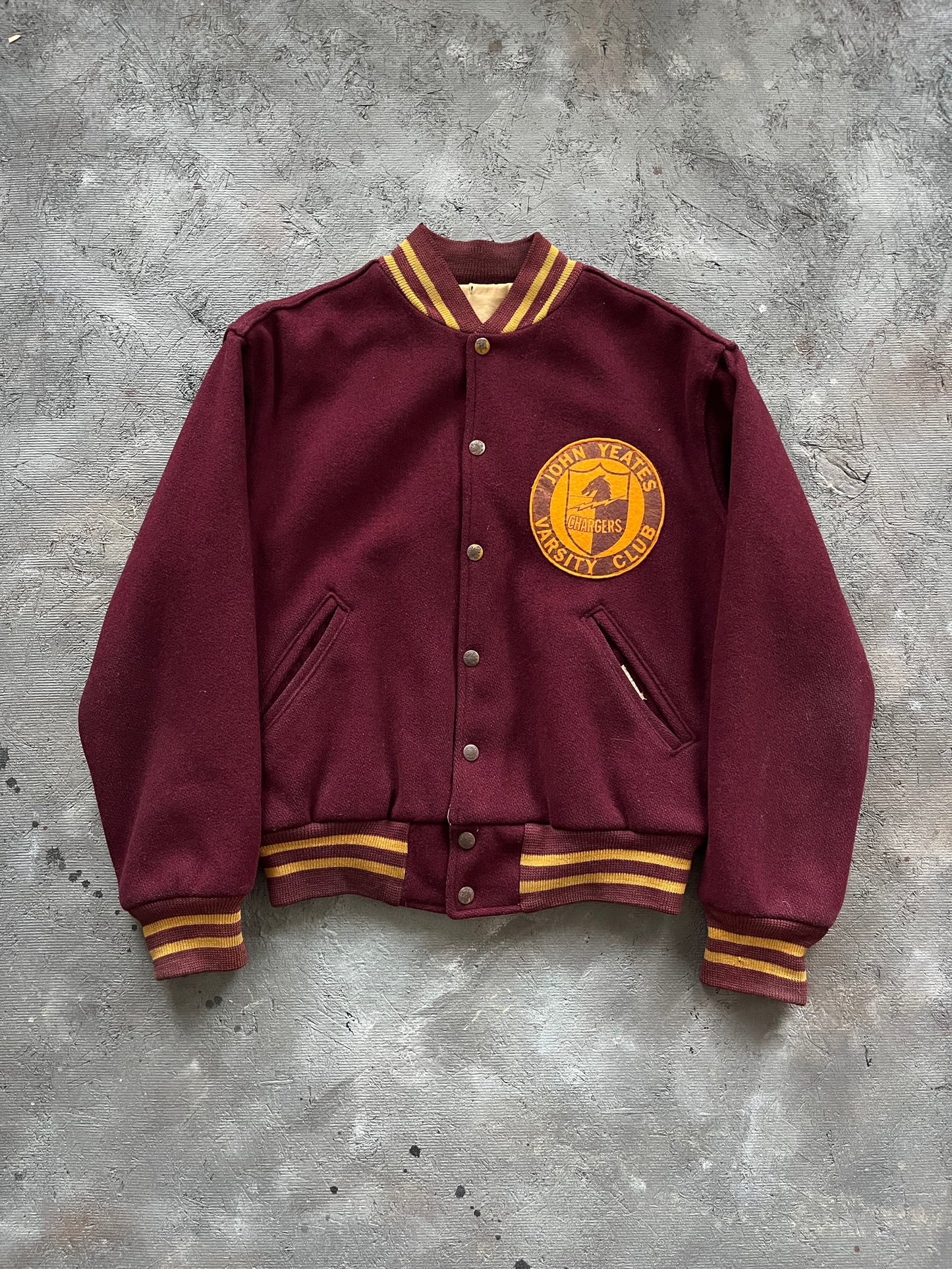 Vintage 1970s Burgundy Varsity Jacket - L