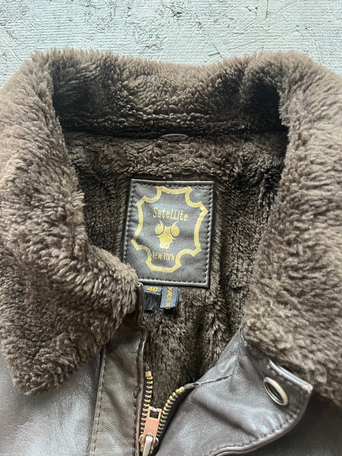 Vintage 1980s Sherpa Lined Leather Bomber Jacket - L