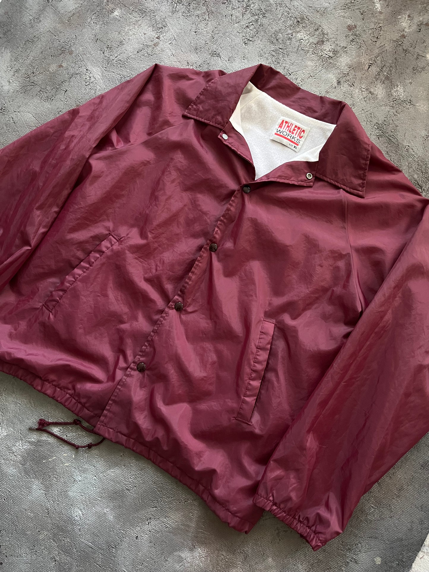 Vintage 1980s Burgundy Windbreaker Jacket - XL