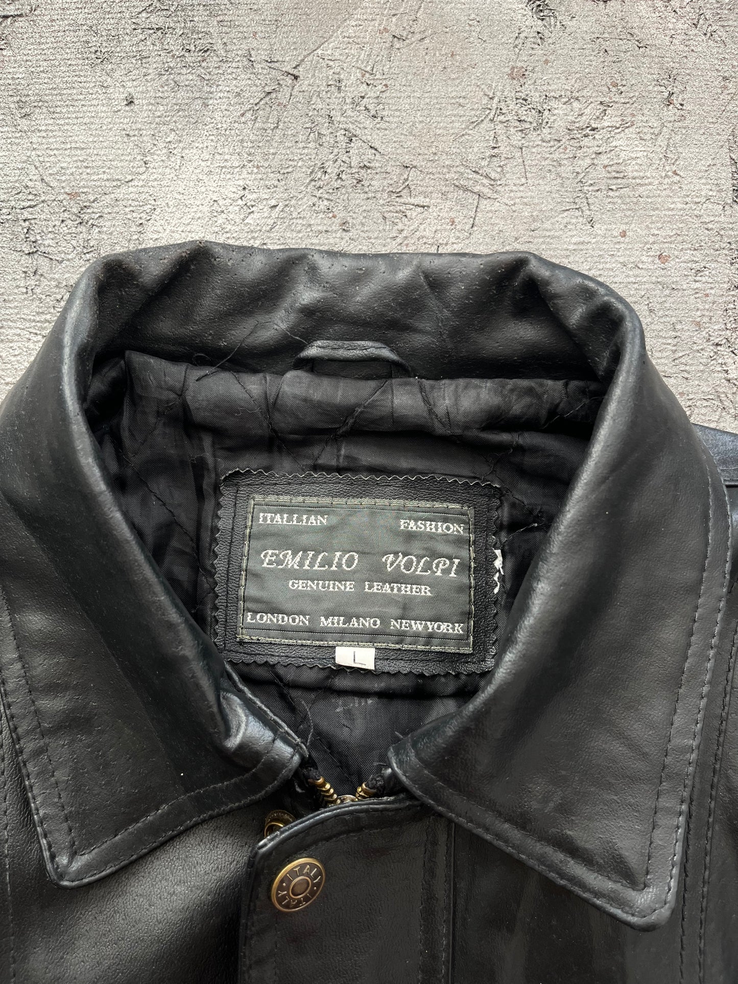 Vintage 1990s Black Leather Jacket - XL