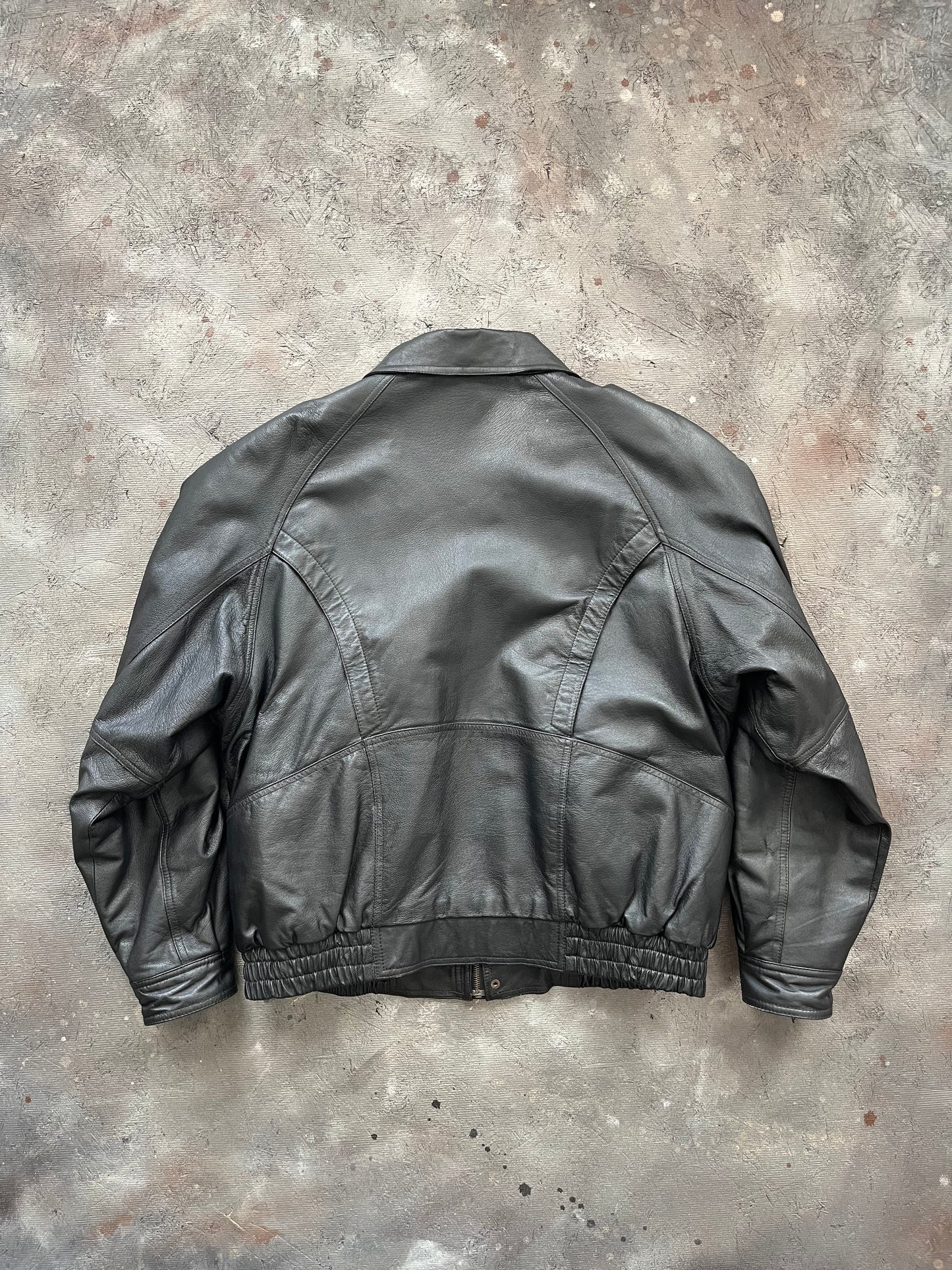 Vintage 1990s Black Leather Jacket - XL