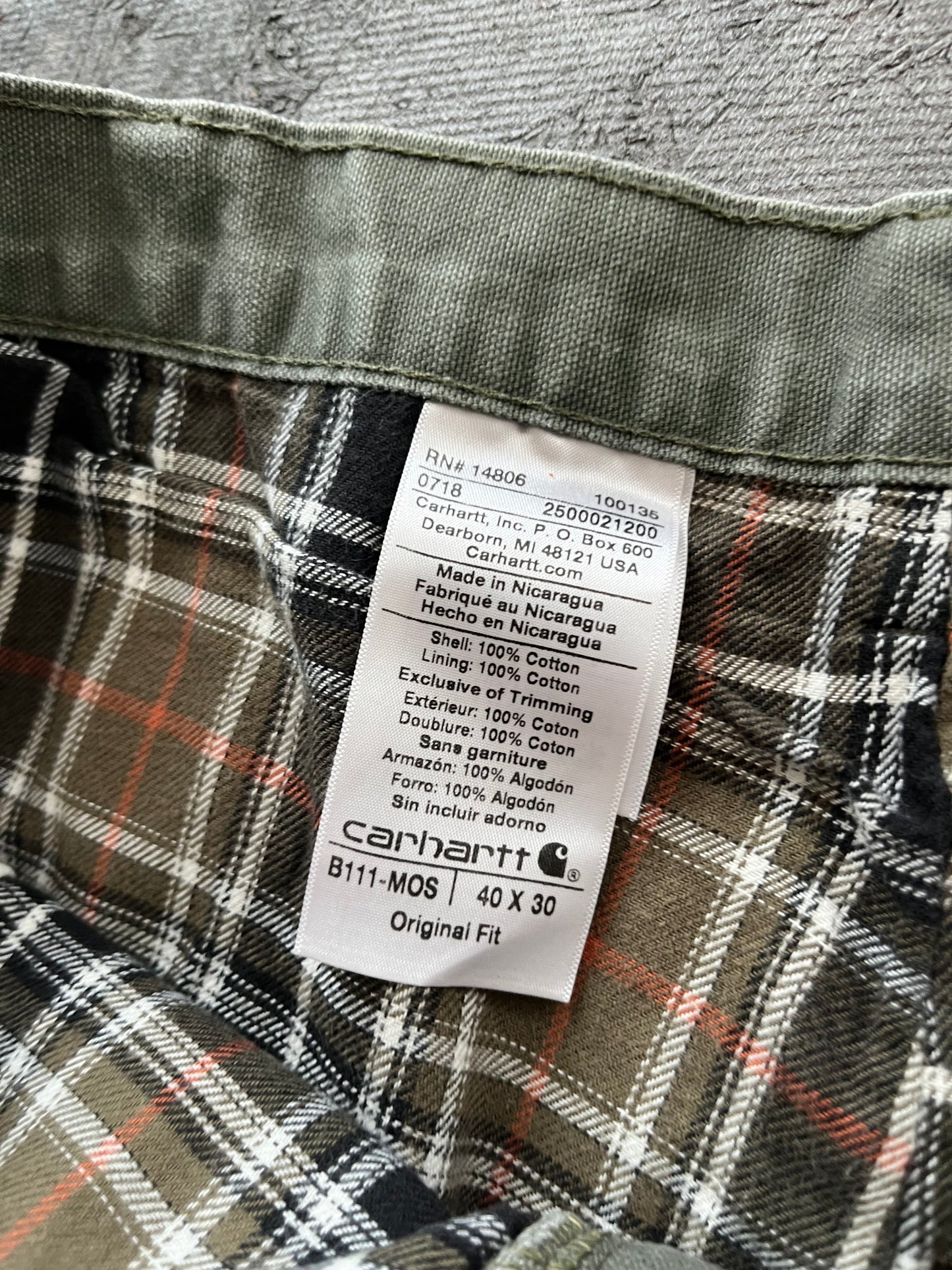 Green Carhartt Carpenter Pants - 40x30