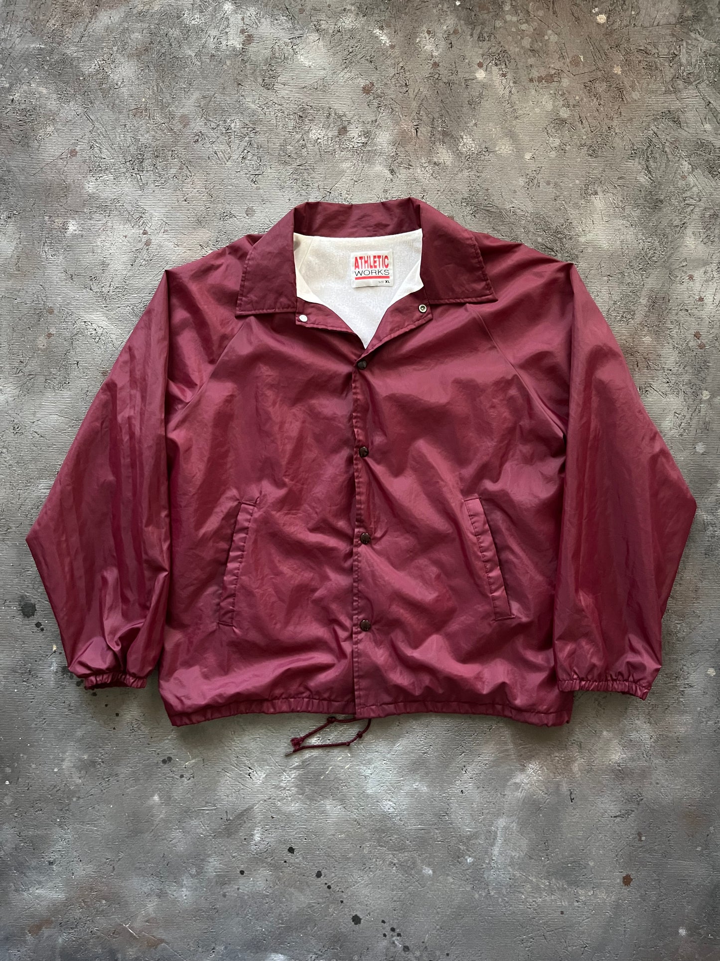 Vintage 1980s Burgundy Windbreaker Jacket - XL