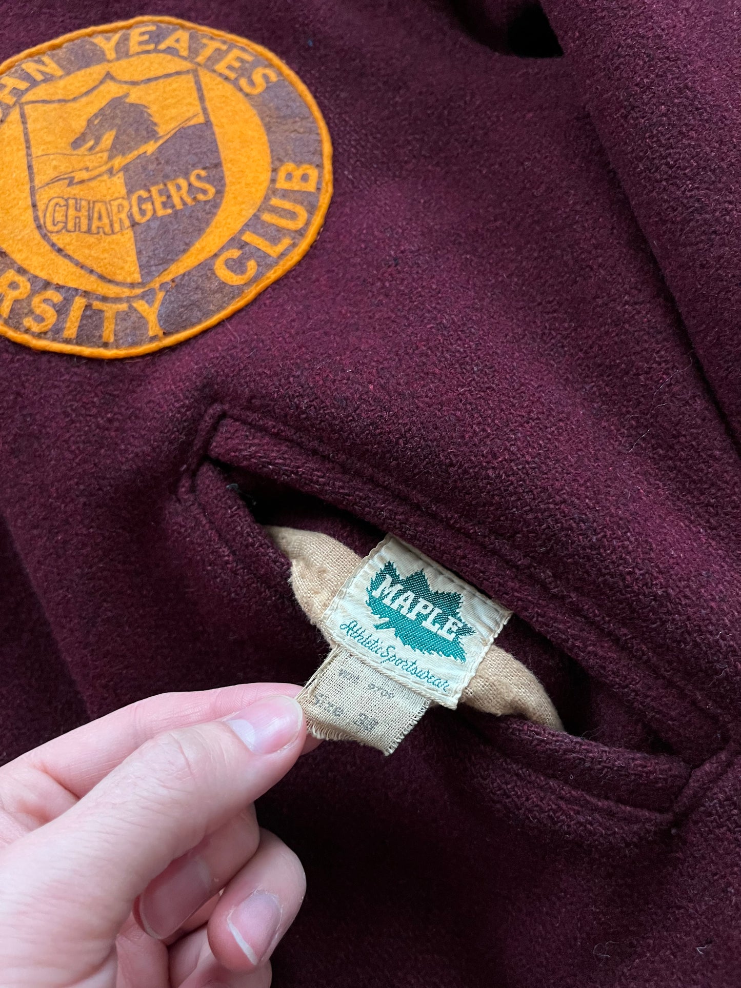 Vintage 1970s Burgundy Varsity Jacket - L