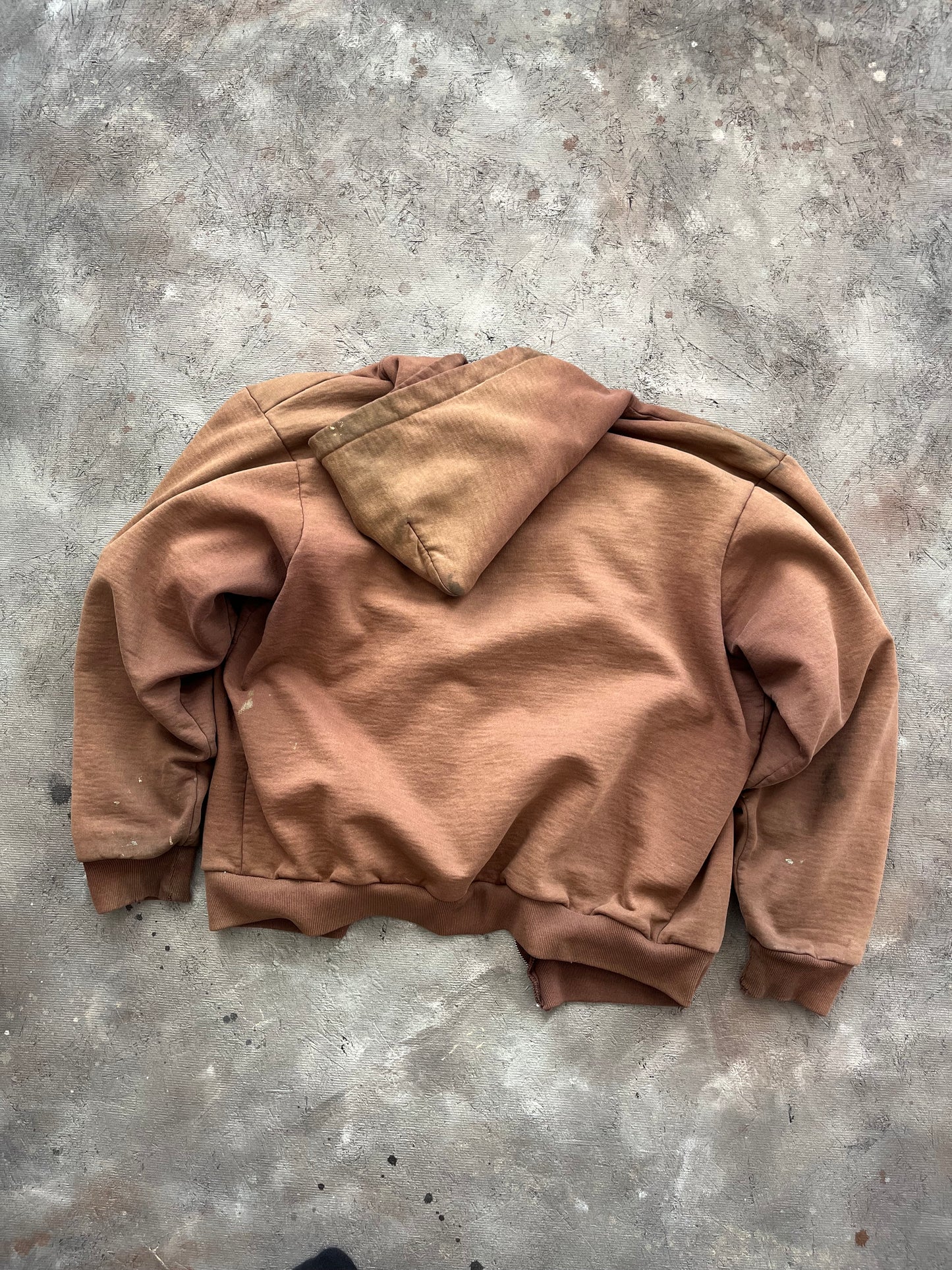 Vintage 1990s Faded Brown Carhartt Thermal Lined Zip-up Hoodie - XL