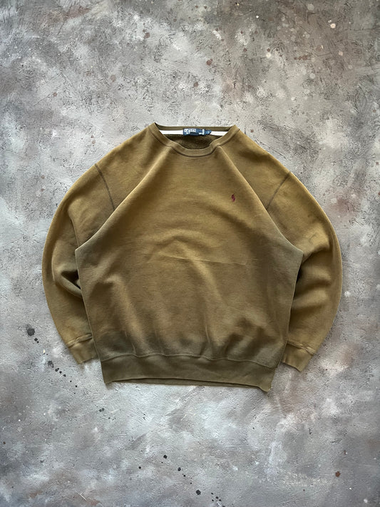 Vintage 1990s Faded Brown Polo Crewneck - XL