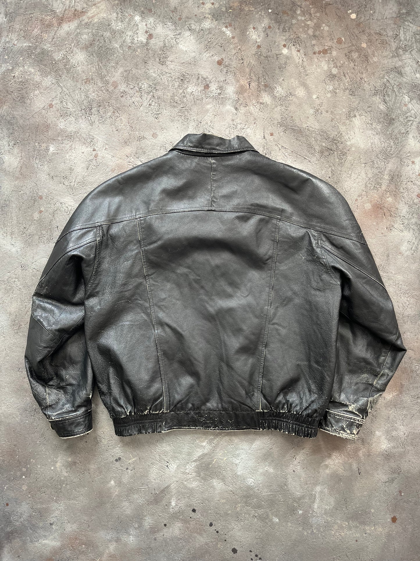 Vintage 1990s Black Leather Jacket - XL