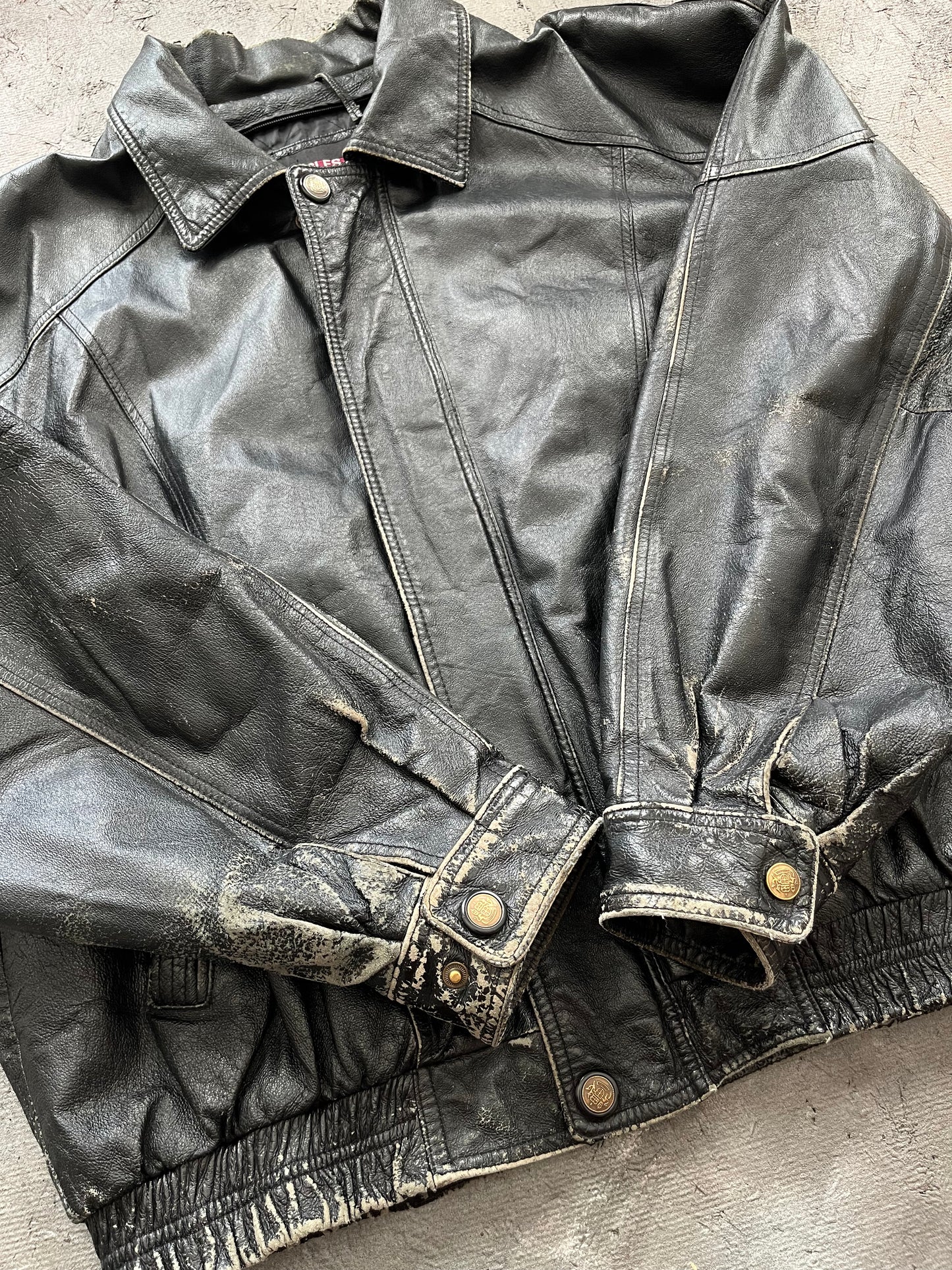Vintage 1990s Black Leather Jacket - XL