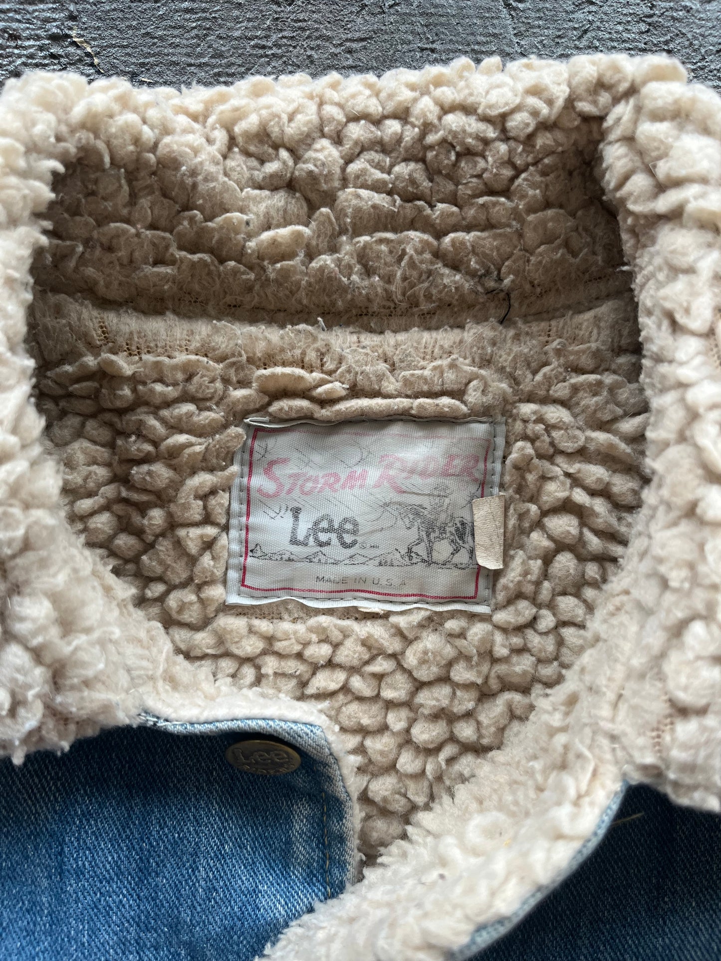 Vintage 1980s Lee Storm Rider Sherpa Lined Denim Jacket - M/L